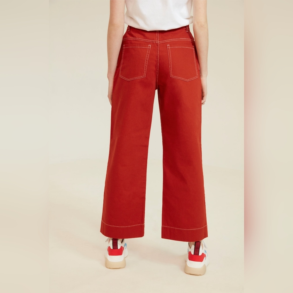 🧡❤️ kowtow 100% Fair Trade Organic Cotton Brick Denim Stage Pant, M - Picture 12 of 14